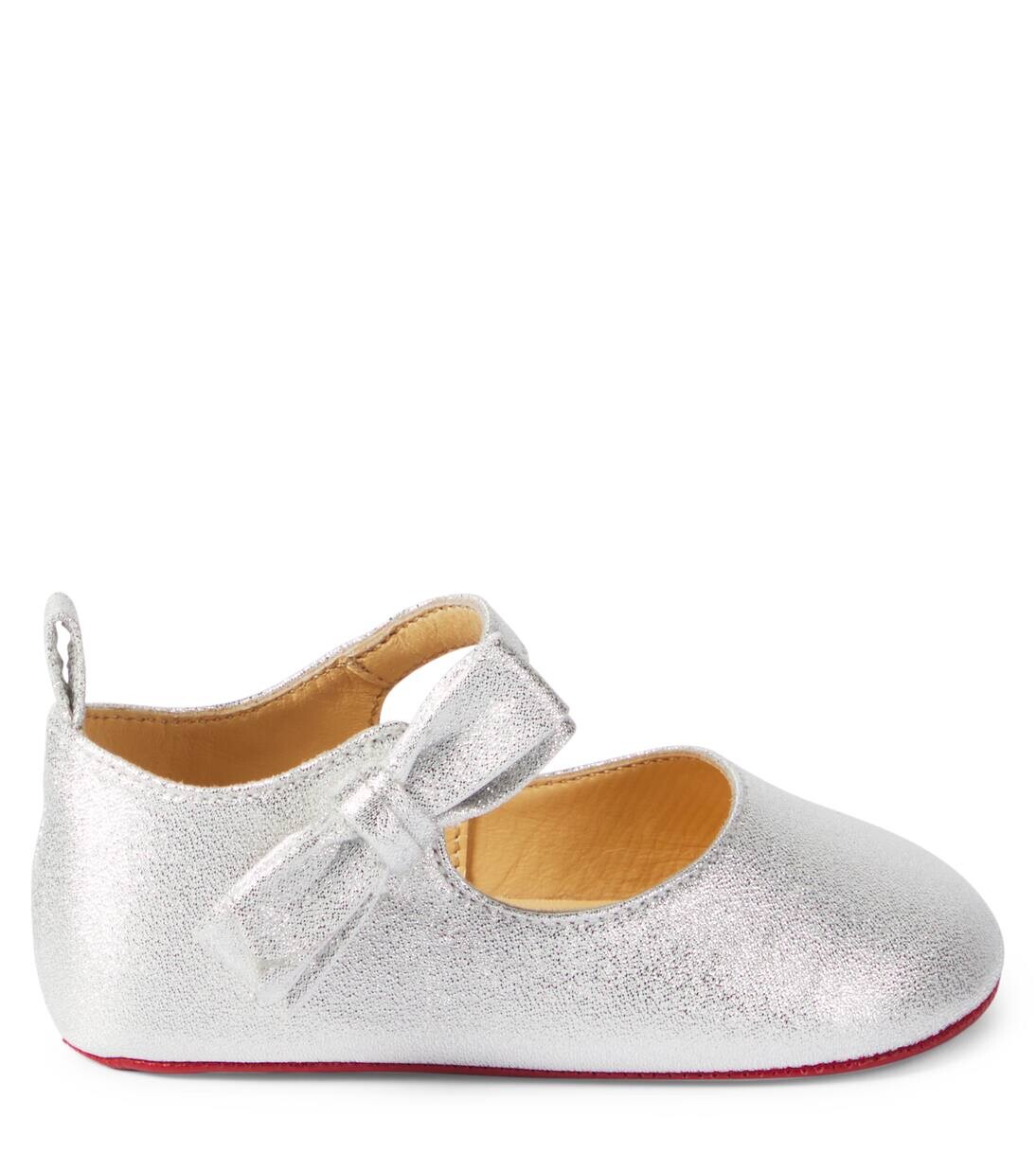 Кожаные балетки Lou Babe Christian Louboutin Kids, серебряный — фото 3