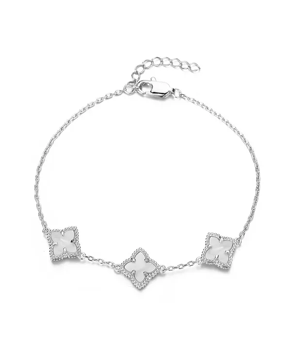 

Браслет с цветком из серебристо-белого перламутра Adornia, silver