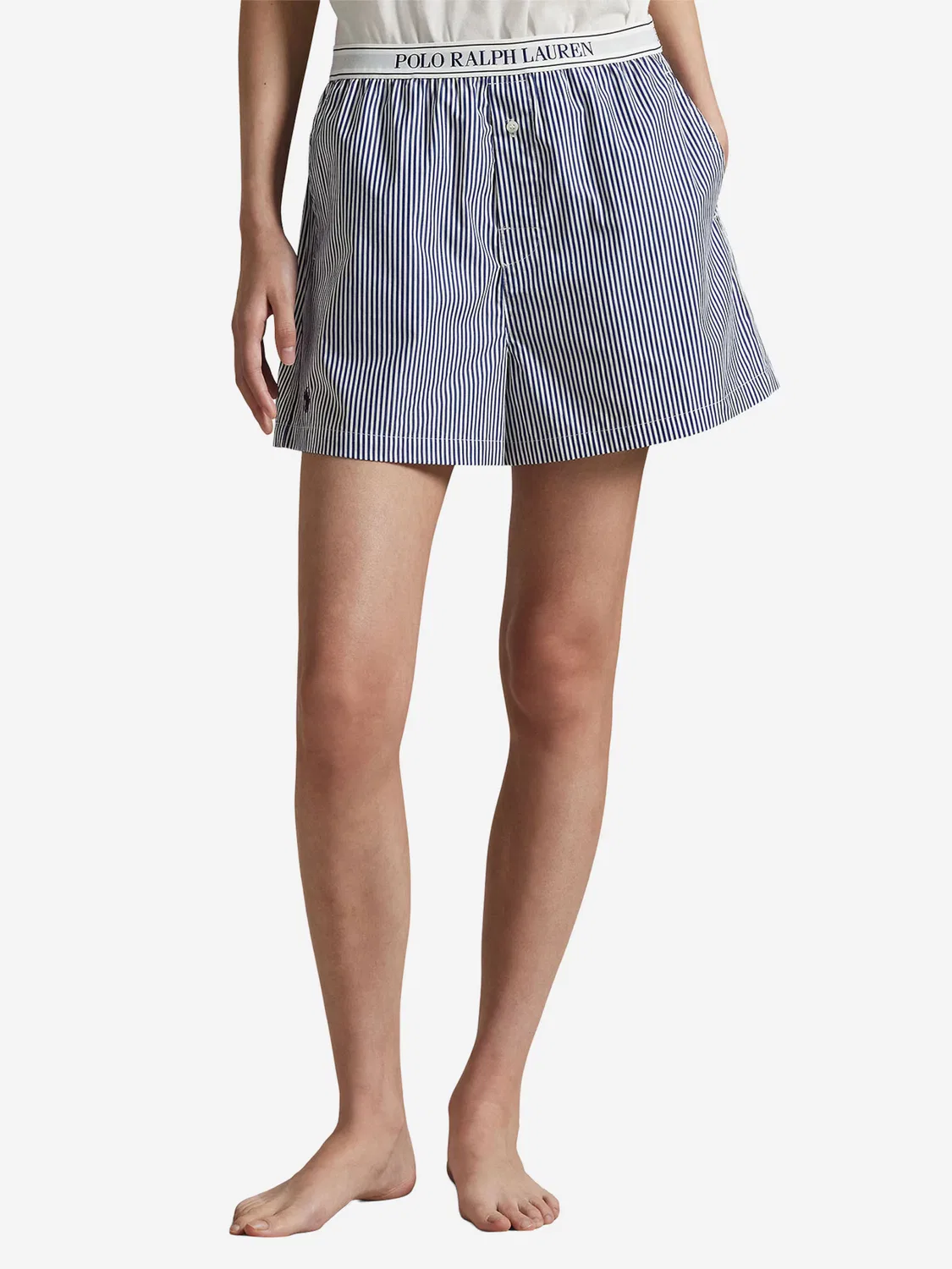 Короткий пижамный комплект 'Рубашечная полоска' Polo Ralph Lauren, Light Blue/Dark Blue/White — фото 2
