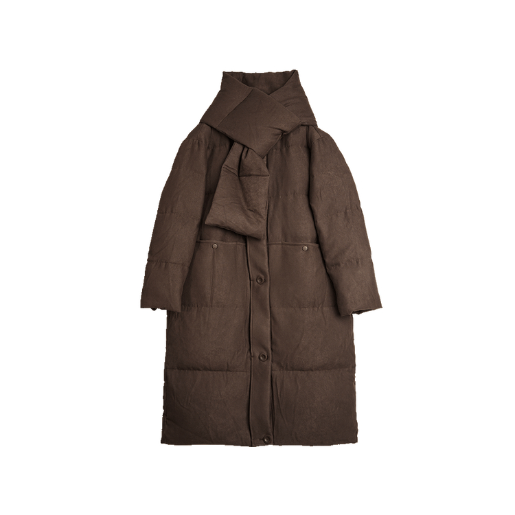 

ELLE Пуховик Women's Coffee с круглым вырезом, умеренный объем