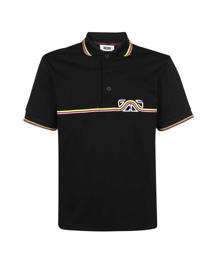 

Хлопковая рубашка-поло с логотипом Gcds, черный