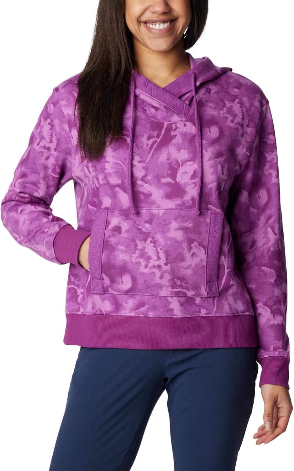 

Columbia Women's Slack Water French Terry Hoodie, Berry Jam, Sunwashed