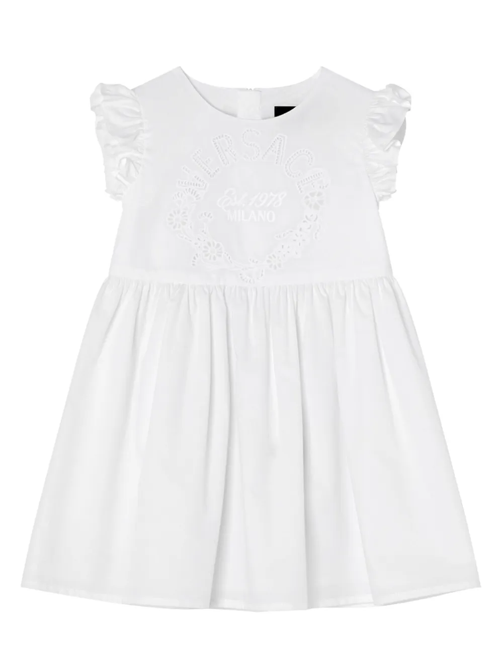 

Платье с английской вышивкой Versace Kids, белый