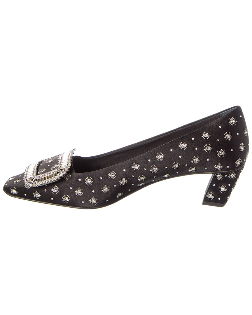 Roger Vivier Миниатюрные атласные туфли со стразами, черный — фото 2
