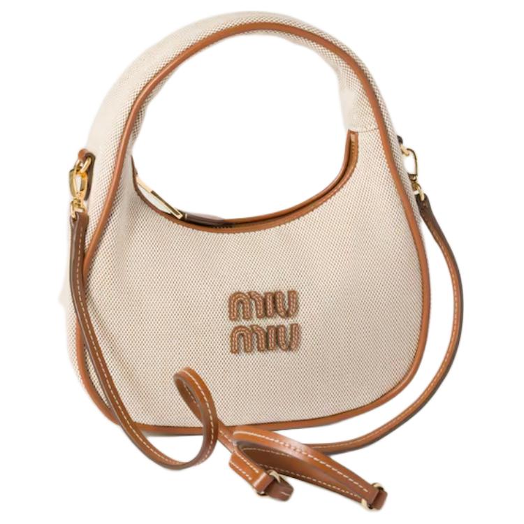 Хлопковая сумка через плечо для женщин, натуральный цвет Miu Miu, basic set (bag+dust bag) — фото 2