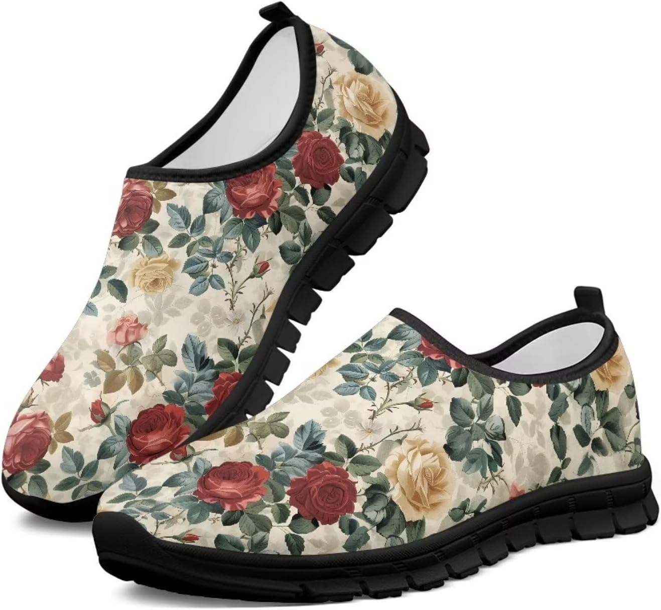 

Удобные слипоны для женщин, противоскользящие для ходьбы и бега, кроссовки с широкой носочной частью, размер США 5,5-13,5 Chririnla, Vintage Rose