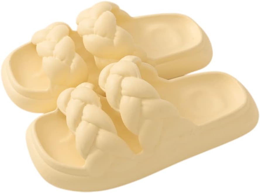 

ELLEES Унисекс взрослые милые тапочки-облака для женщин и мужчин, нескользящие сандалии для ванной и душа, с мягкой толстой подошвой, для дома и улицы, желтый