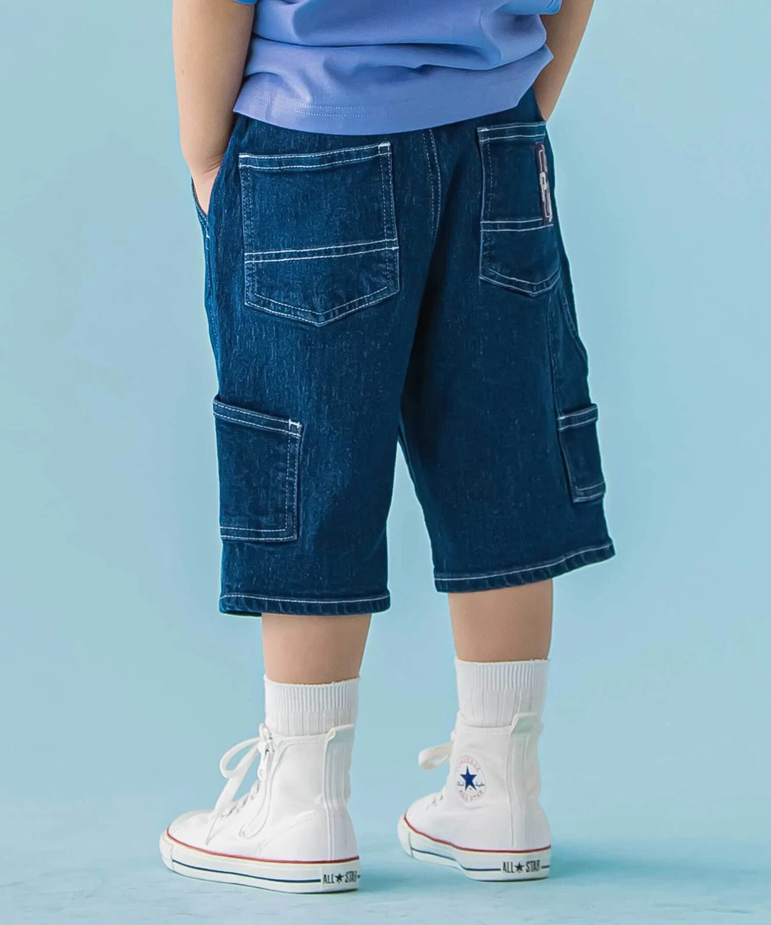 Детские шорты из денима BeBe Petits Pois Vert с карманами тёмно-синие