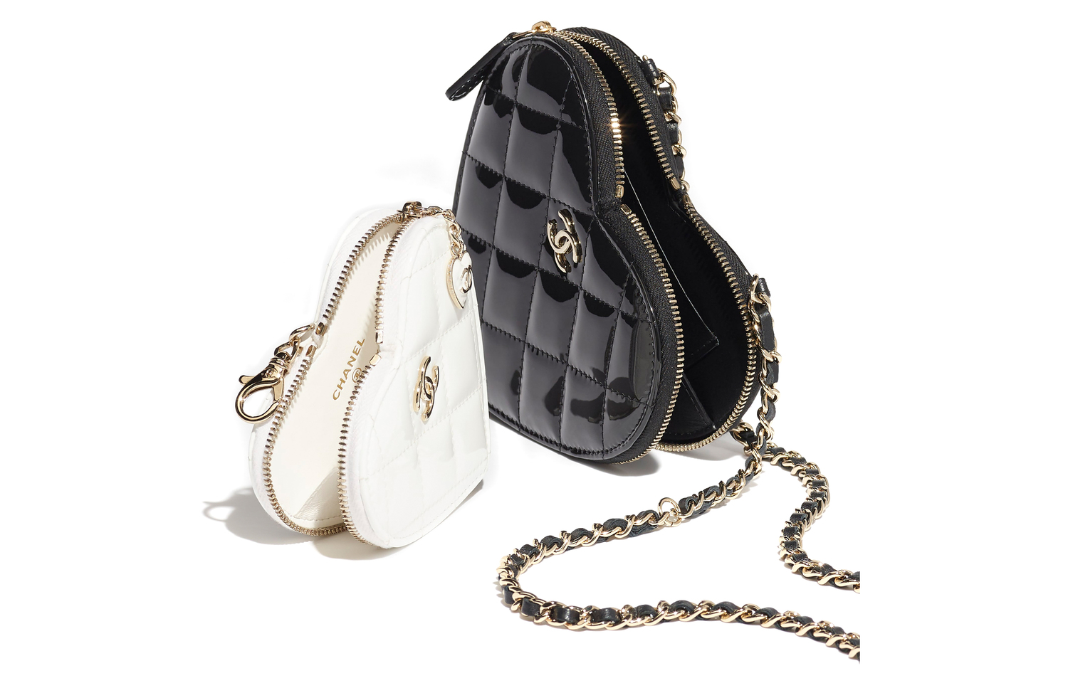 CHANEL Лакированная кожаная клатч через плечо на одно плечо женский черно-белый — фото 4