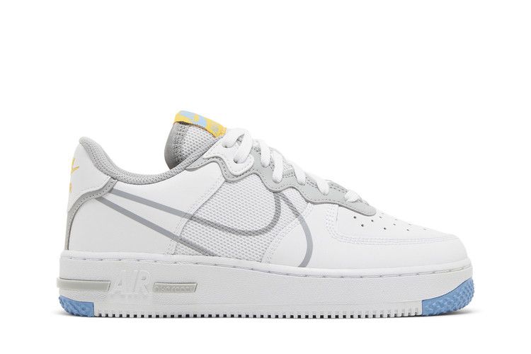 Кроссовки Nike Air Force 1 React SU GS 'White Light Smoke Grey', белый — фото 2