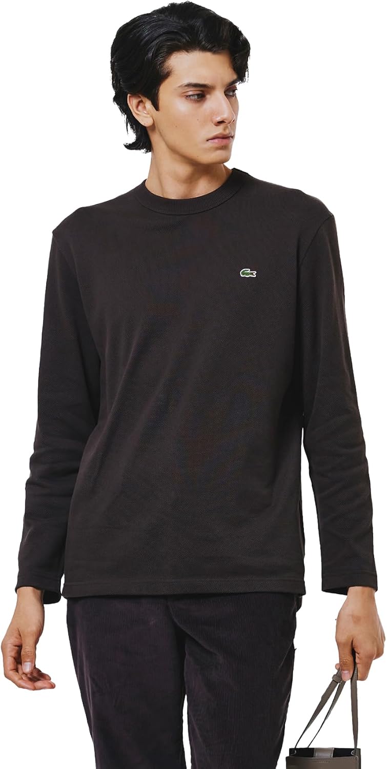 

Мужская классическая футболка с длинным рукавом и объемным пике от LACOSTE (Официальная версия), темно-коричневый