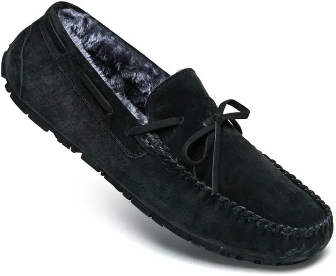 Мужские лоферы из замши с мехом, без бренда, Black Lined SayfuR