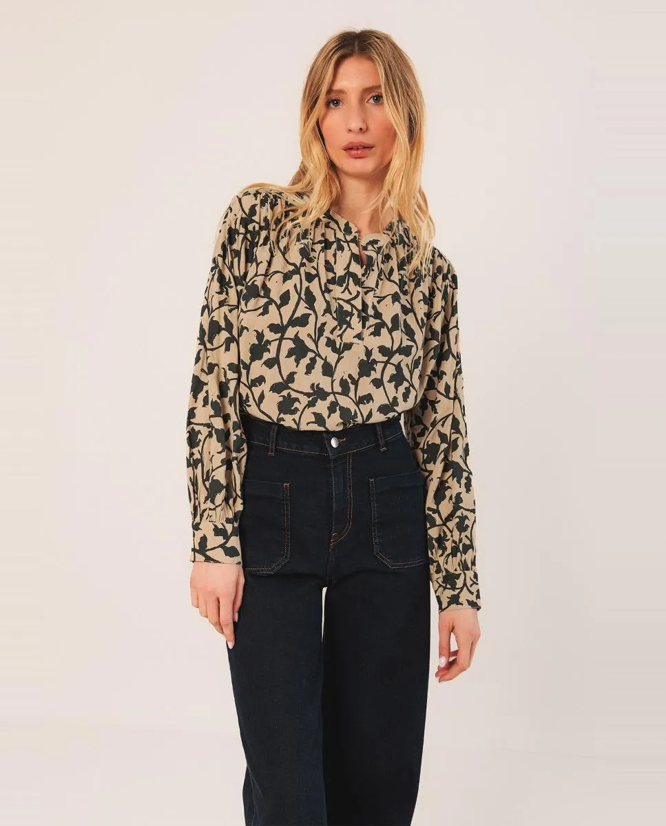 

Блузка с длинными рукавами и круглым вырезом Indi & Cold, бежевый