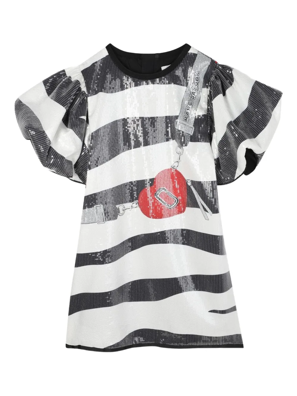 

Платье в полоску с пайетками Marc Jacobs Kids, черный