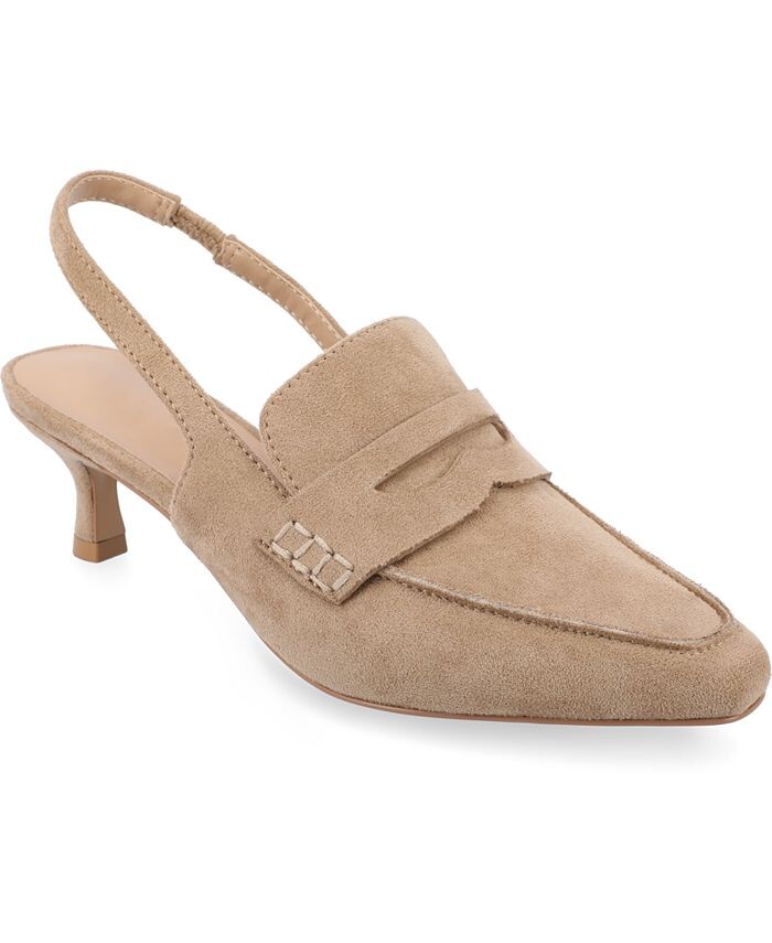 Женские туфли-лодочки Amory Tru Comfort из пеноматериала на маленьком каблуке с ремешком на спине Journee Collection, цвет Taupe