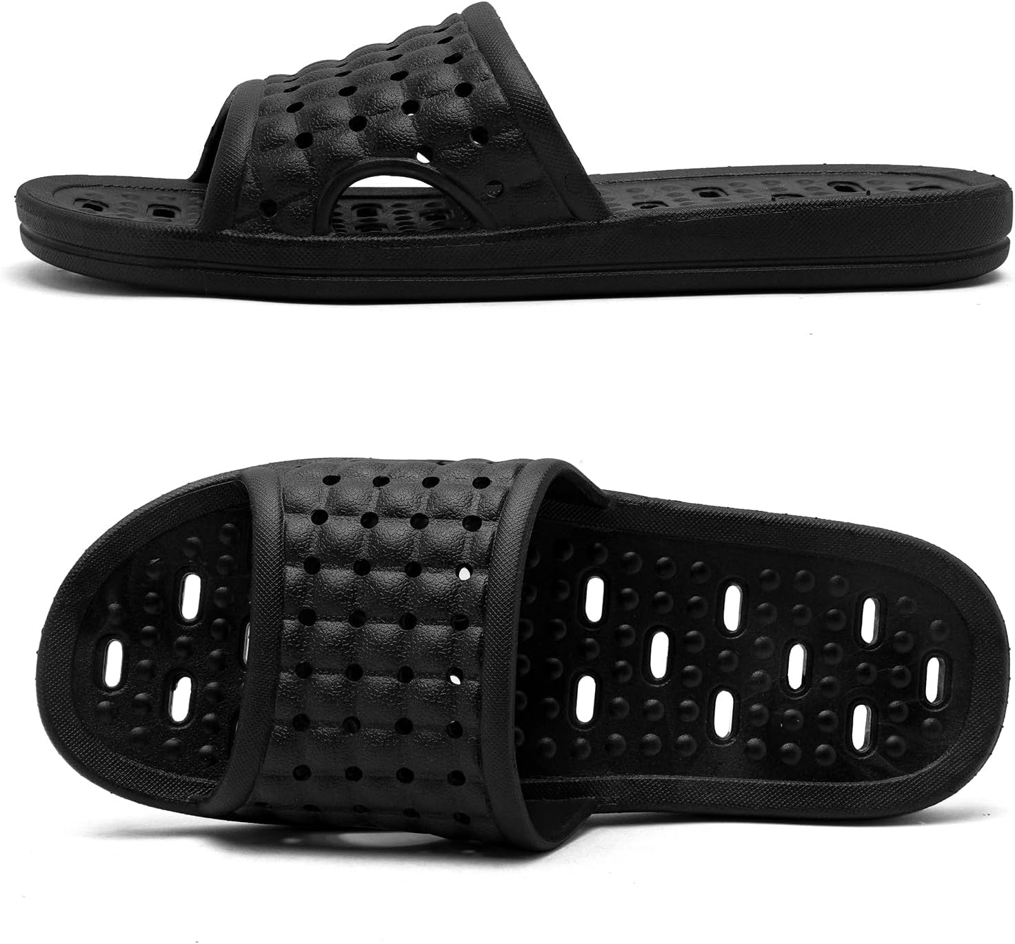 

Тапочки для душа AiJiaTu с дренажными отверстиями, быстро сохнущие, противоскользящие, для дома, спальни и ванной, унисекс, черный