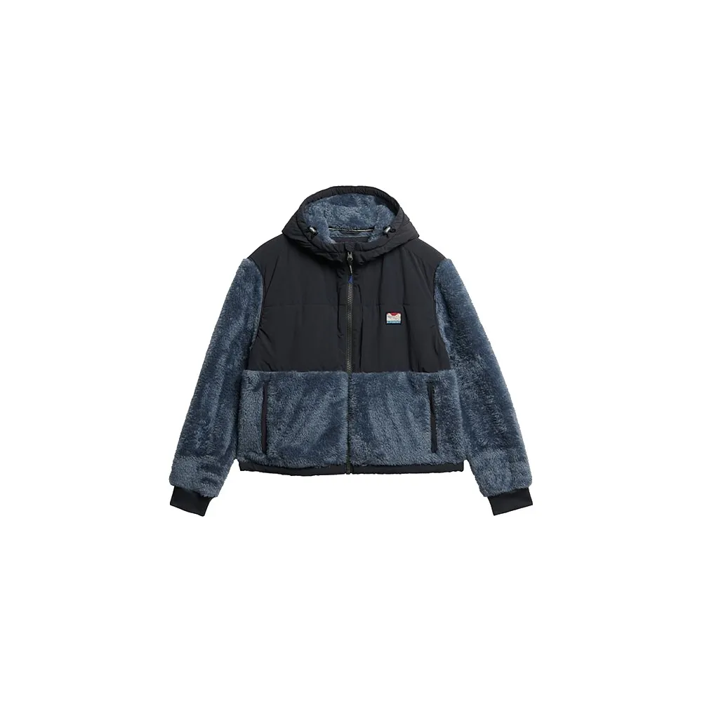 Толстовка Superdry Super Soft Hybrid на молнии по всей длине, синий — фото 3