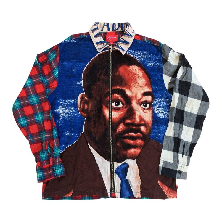 

Рубашка Supreme MLK Zip Flannel Shirt Multi, разноцветный