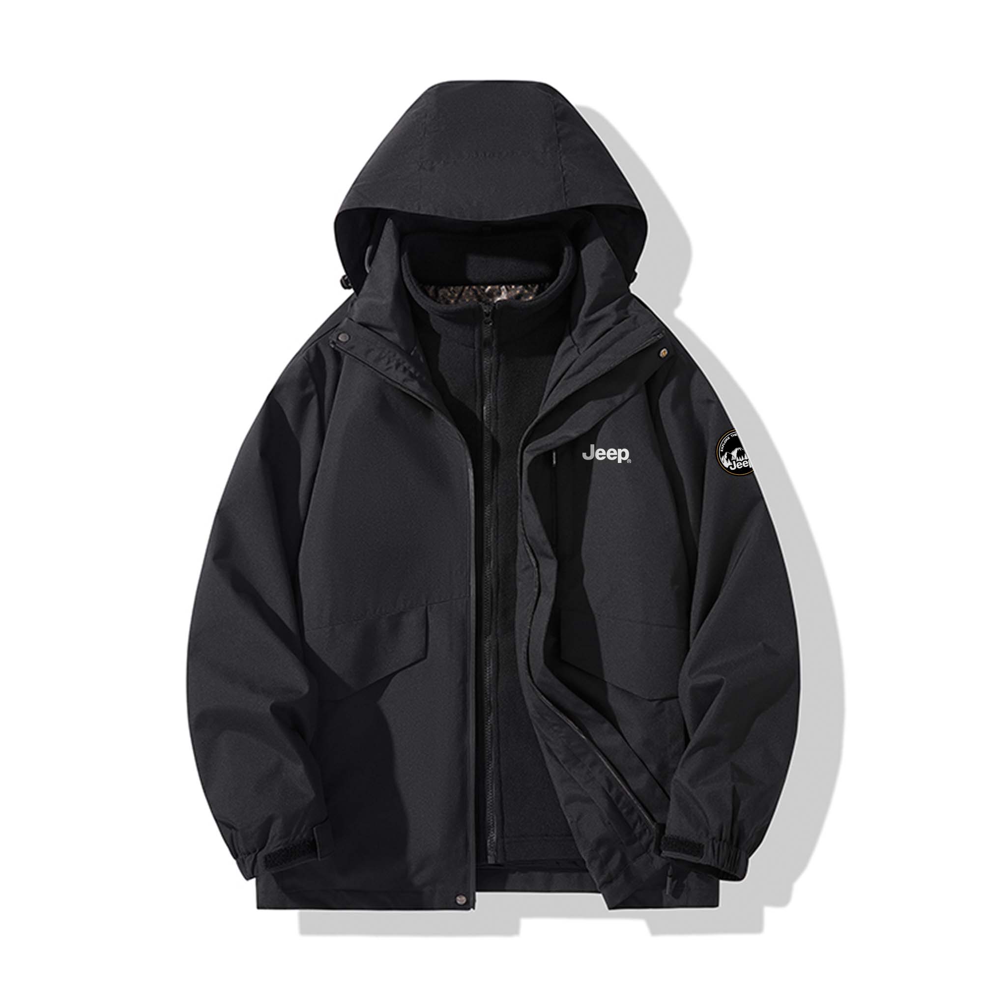 

Куртка Unisex Hooded Thickened Jeep, pure черный (3-in-1, detachable liner)