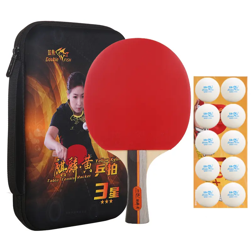 

Настольная теннисная ракетка DOUBLEFISH All Wood с двухсторонним инвертированным покрытием DOUBLE FISH, [offensive recommendation model-kirin желтый samsung]shakehand grip 1 pack