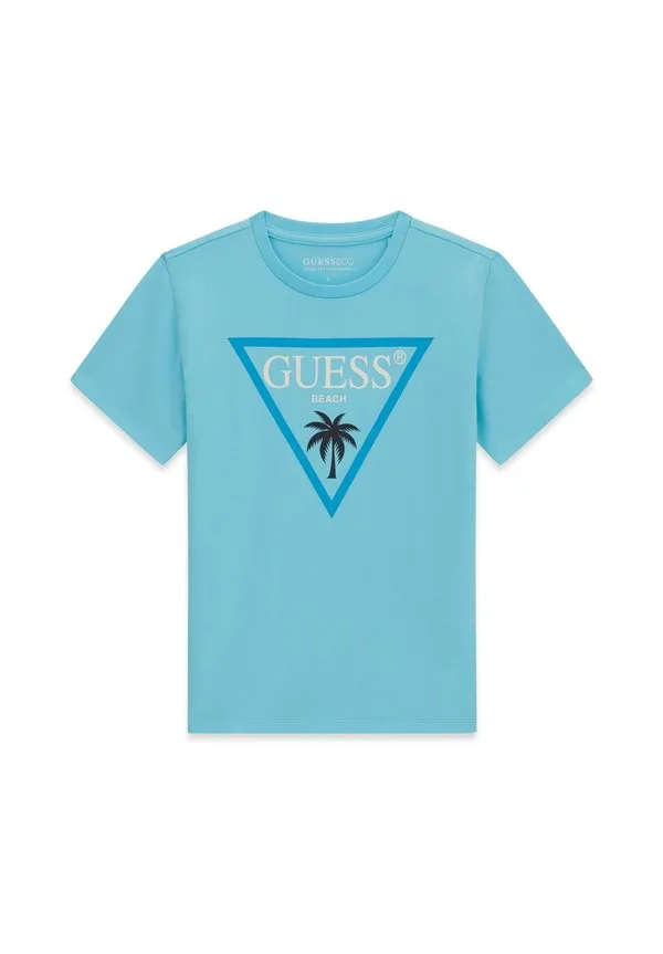 Футболка mit aufgedrucktem с логотипом Guess, Türkis