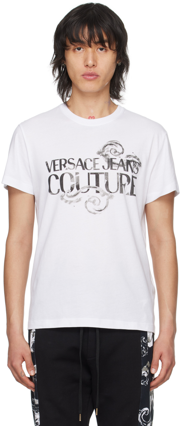 

Белая футболка с акварелью от кутюр Versace Jeans Couture, цвет White