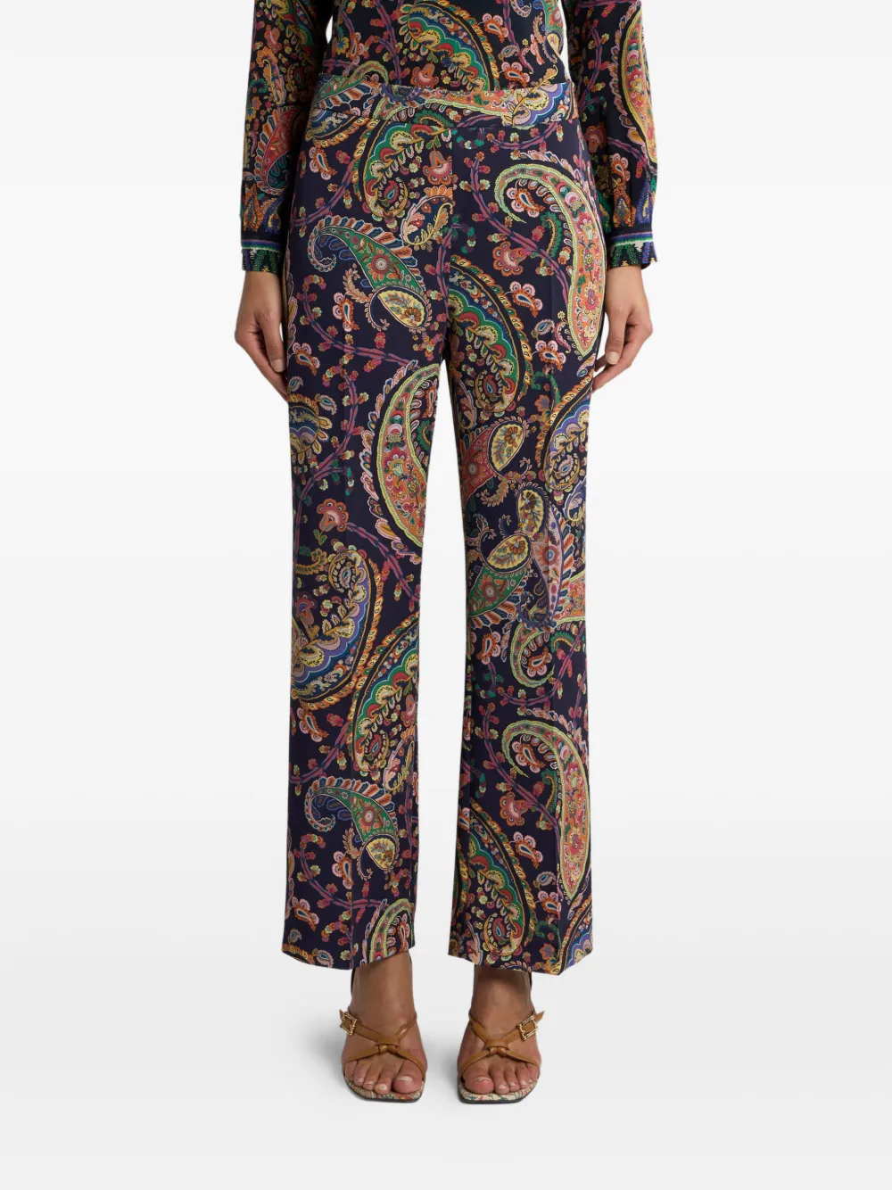 Брюки bootcut с узором пейсли ETRO, синий — фото 3
