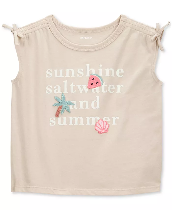 

Футболка для девочек с принтом "Sunshine, Saltwater and Summer" Carter's, коричневый/бежевый