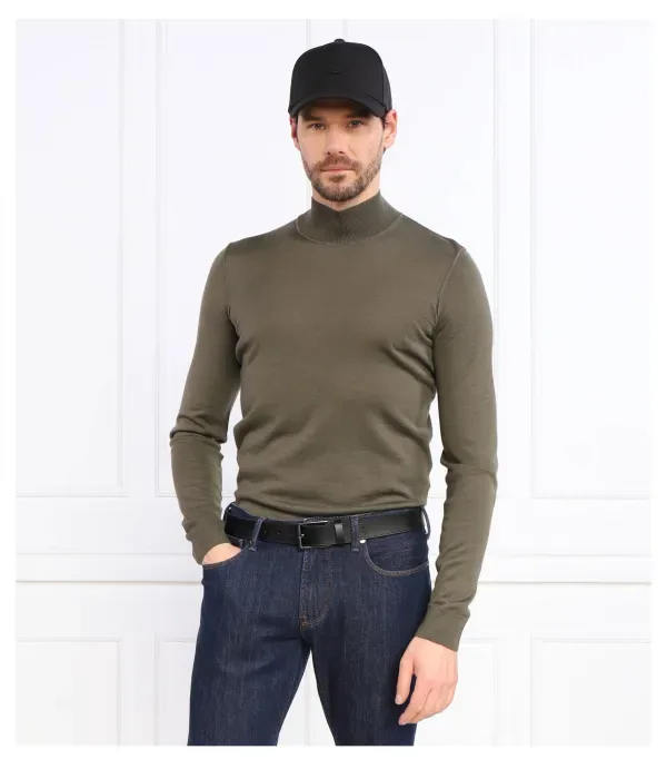 Шерстяной свитер Lodiego regular fit Boss, зеленый — фото 3