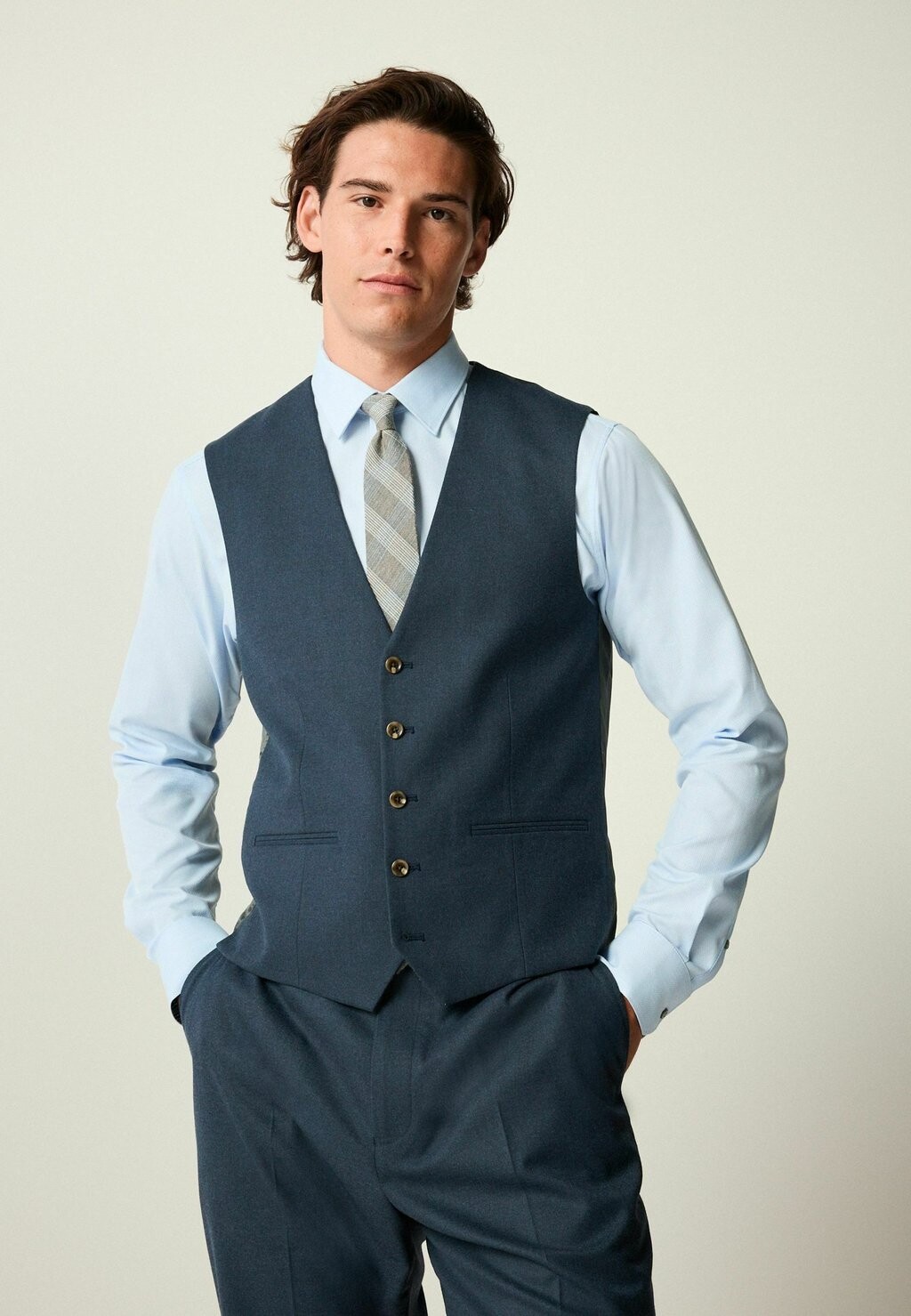 

Костюмный жилет TEXTURED REGULAR FIT Next, синий