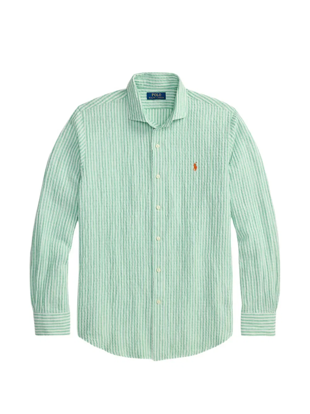Рубашка из полосатой ткани сирсакер Polo Ralph Lauren, зеленый