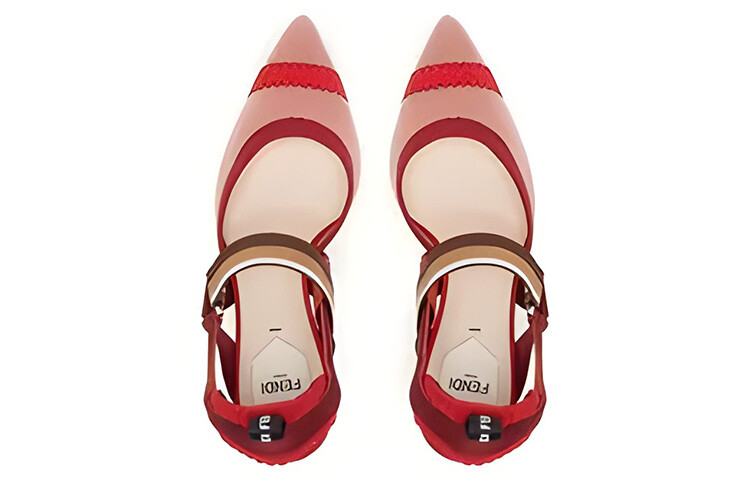 Туфли женские Fendi Colibri на каблуке, красный — фото 4