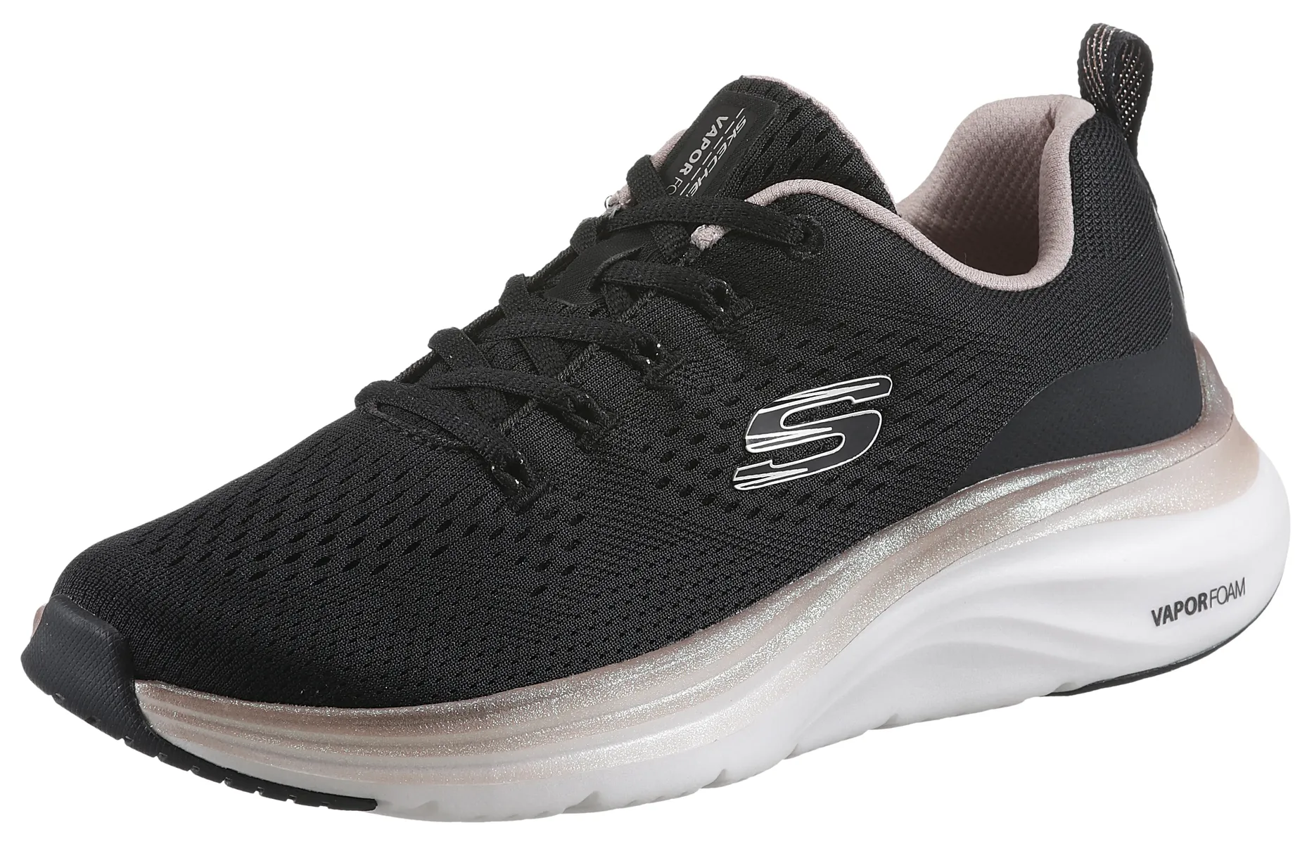 

Кроссовки Skechers "VAPOR FOAM-MIDNIGHT GLIMMER", веганское исполнение, повседневная обувь, полуботинки, туфли на шнуровке, цвет Schwarz-Roségoldfarben
