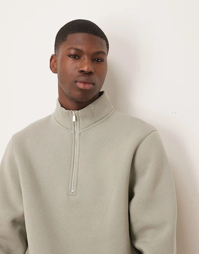 

Толстовка ASOS DESIGN с застежкой-молнией на четверть дюйма, цвет шалфей