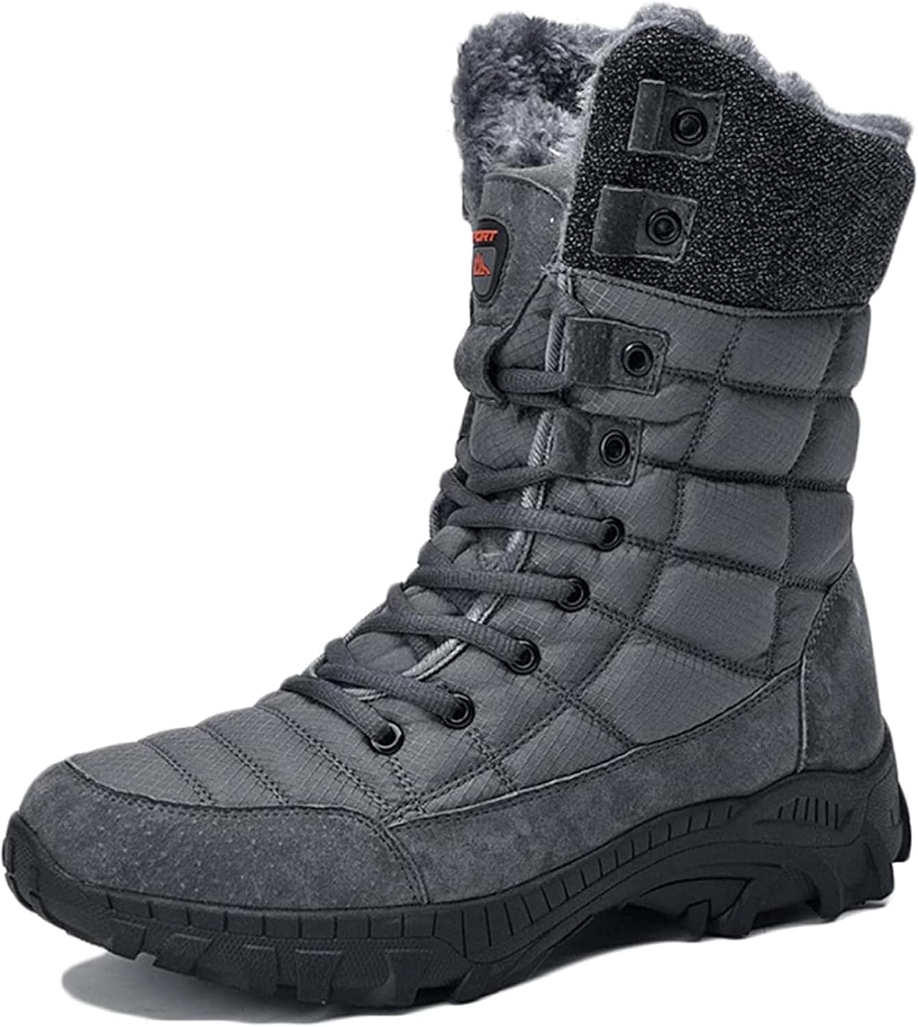 

Мужские зимние снегоступы Yiozoi, водонепроницаемые высокие ботинки против скольжения, шнуровка, полностью с мехом, удобные повседневные ботинки для пеших прогулок и походов, серый