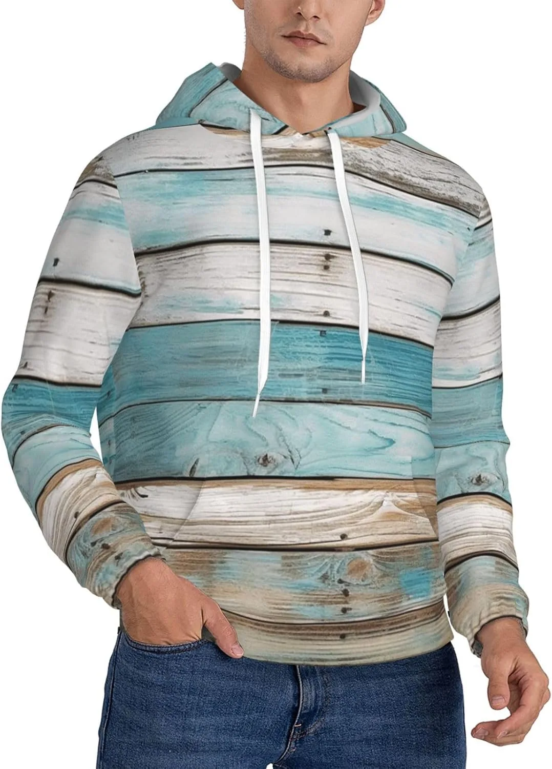 

Мужская флисовая толстовка с капюшоном, повседневная олд блю KKLWEGU