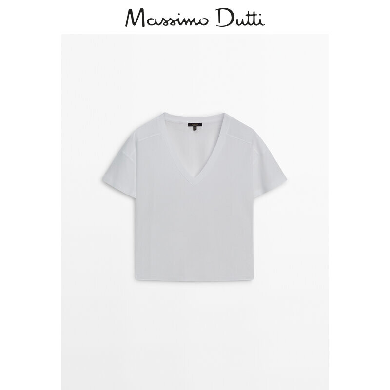 

Футболка женская Massimo Dutti 2024 элегантная, белый
