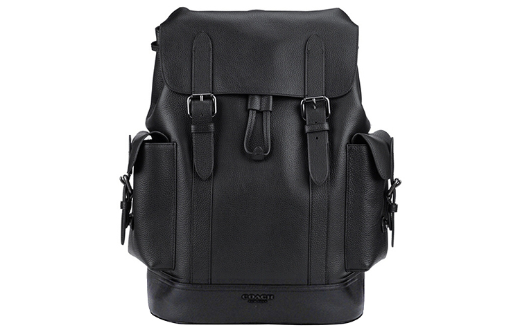 

Hudson Pebble Texture Кожаная Воловья Горная Сумка Рюкзак Средний Мужской Черный COACH