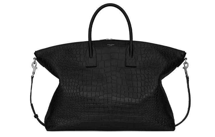 

SAINT LAURENT Кожаная сумка для боулинга, сумка через плечо, мужская черная