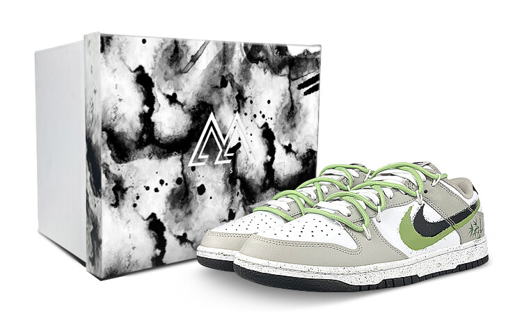 

Кроссовки Nike Dunk Skateboard Shoes Men Low-Top White, Black, Gray/Green