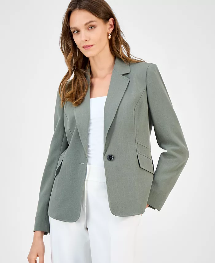

Женский однобортный блейзер с отложным воротником, Regular & Petite Kasper, зеленый