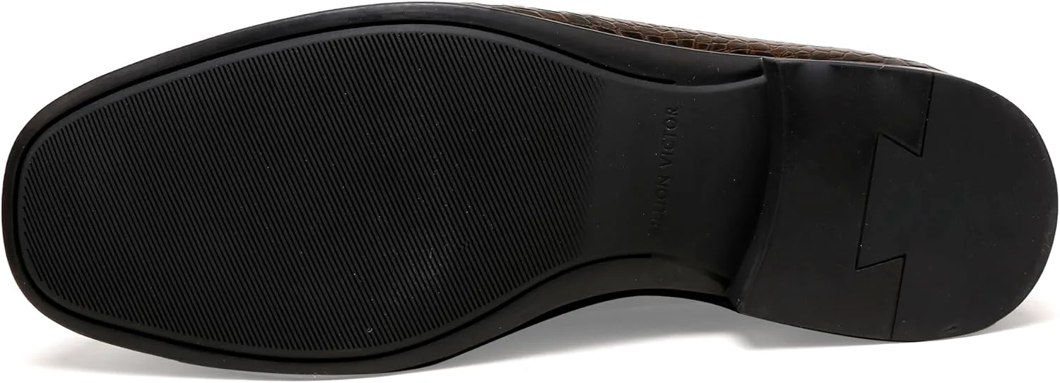 

Мужские мокасины слипоны, кожаные туфли с узором под крокодила, формальная обувь для мужчин BILLION VICTOR, коричневый