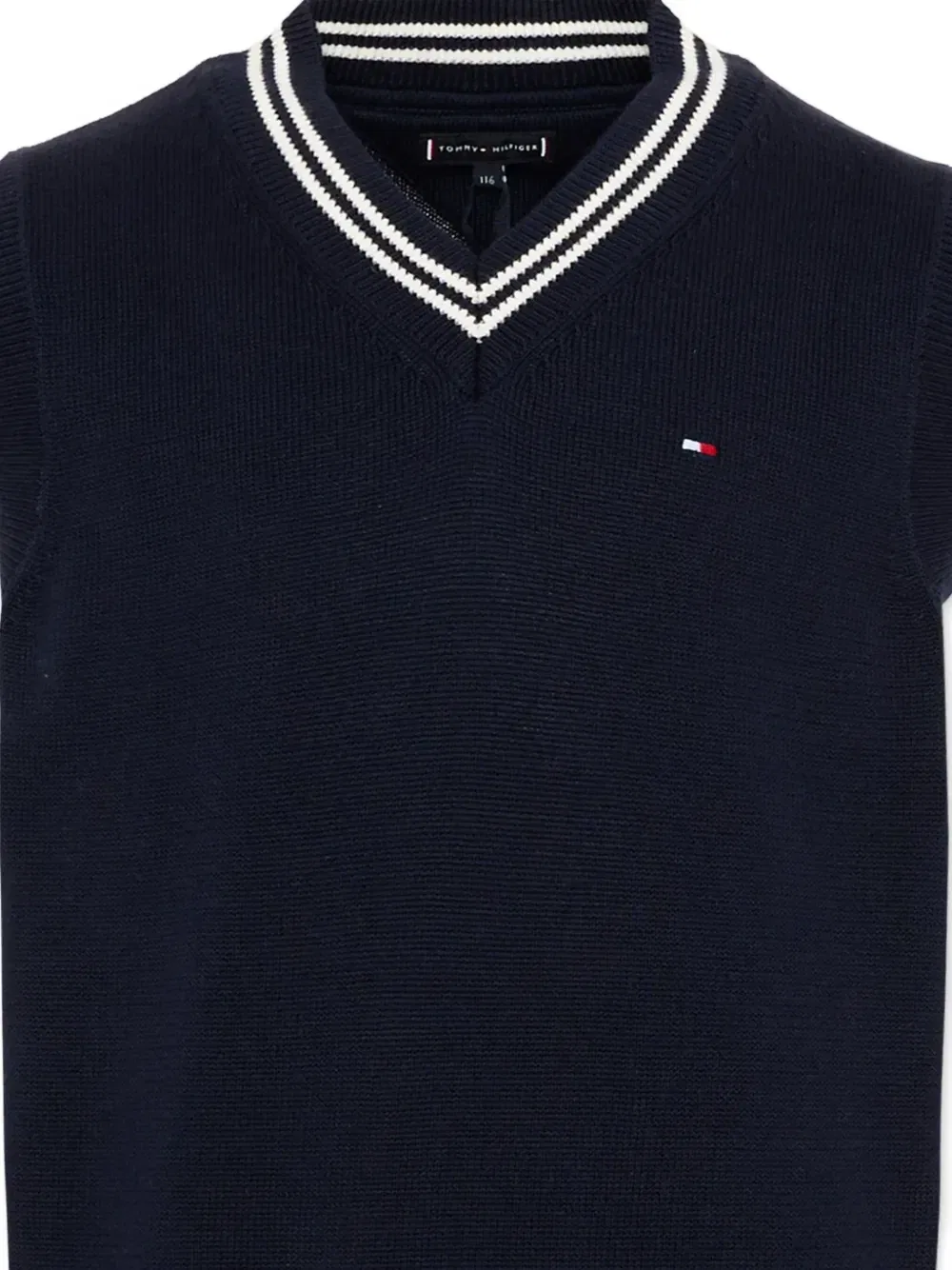 Вязаная жилетка с V-образным воротом и полосатой отделкой Tommy Hilfiger Junior, черный — фото 3