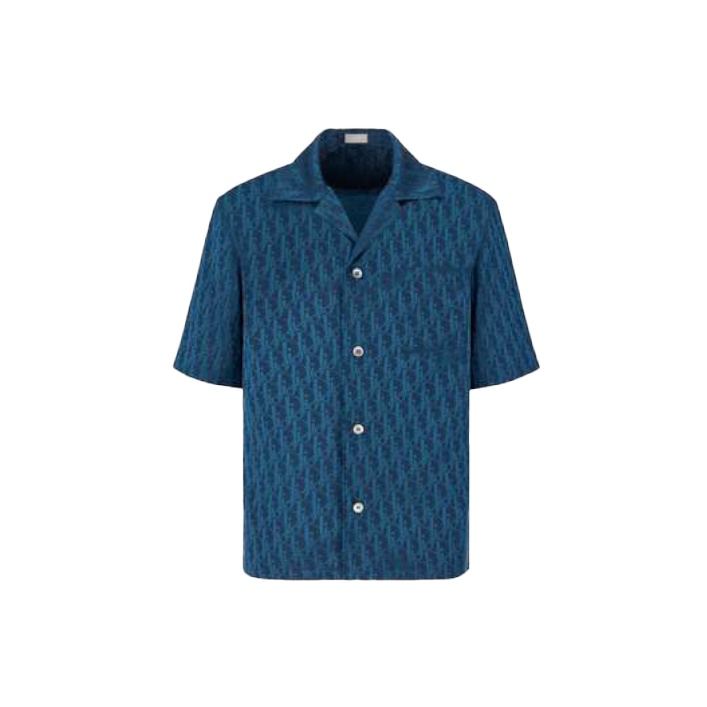 

Косая жаккардовая рубашка с коротким рукавом DIOR, синий