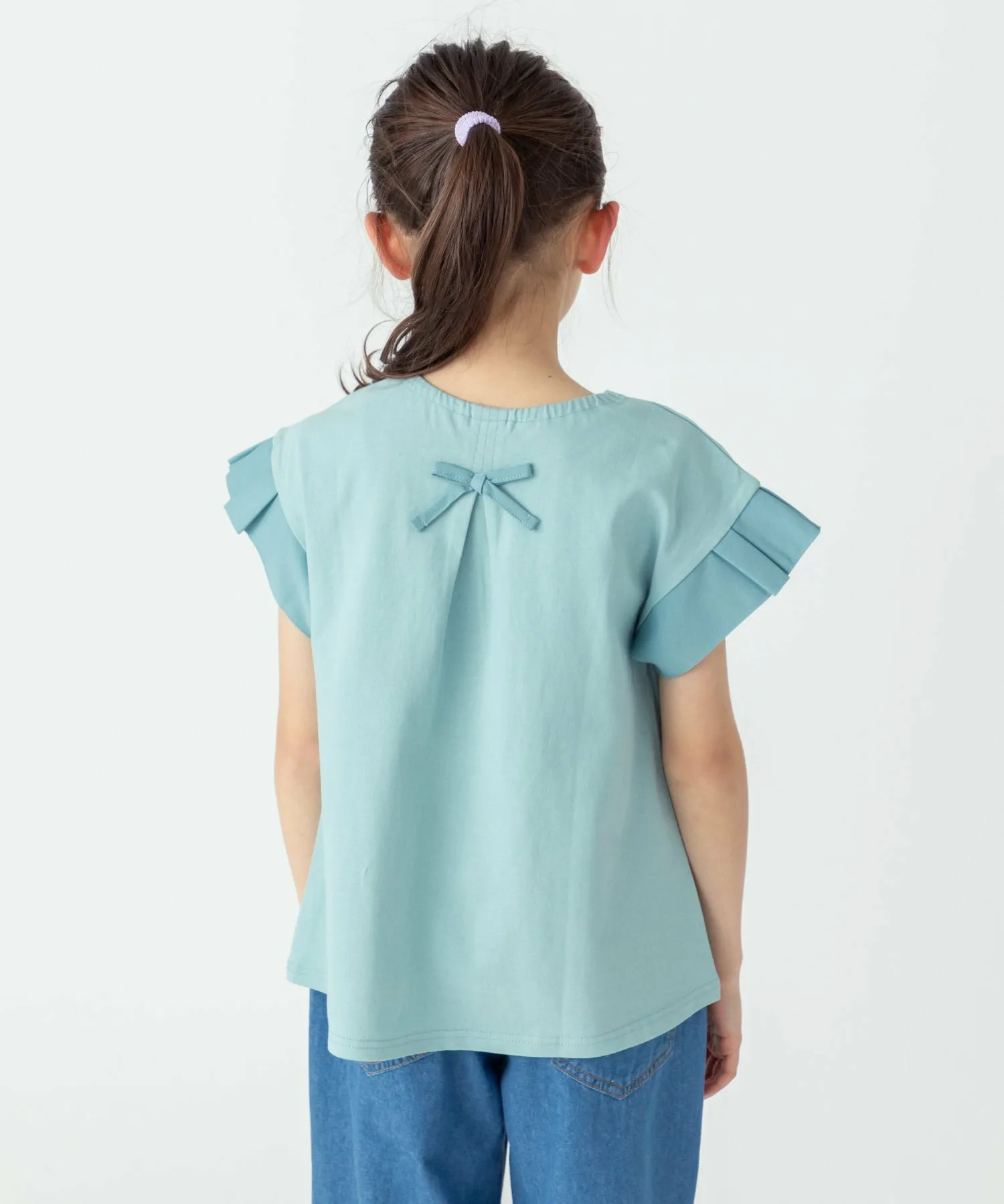 Футболка с короткими рукавами и оборками на рукавах Ever Closet, Blue-green — фото 2