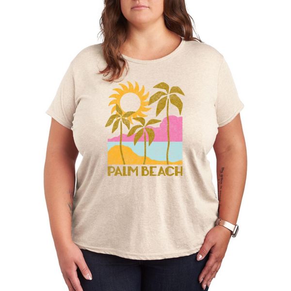 

Плюс футболка с графическим принтом Palm Beach Deco Unbranded, бежевый