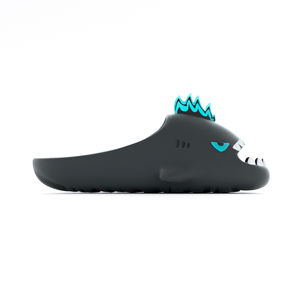 Sharkicks Nuclear Monster, Сланцы Унисекс Черные Розовые HelloSlippers — фото 2