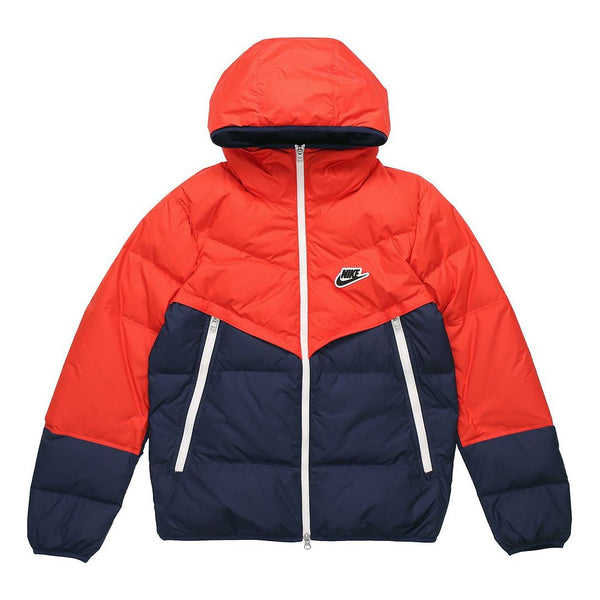 

Пуховик Nike Sportswear Down-Fill Windrunner hooded Stay Warm Colorblock Short Down Jacket Red Blue Redblue, синий