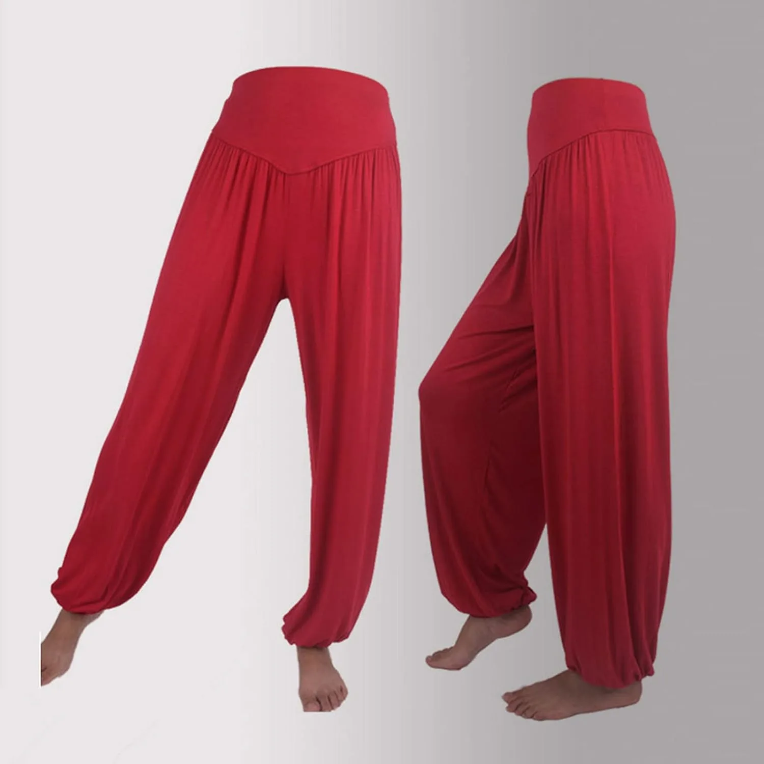 Женские спортивные брюки Modal Cotton Soft Yoga Plus Size Low Rise Wide Leg — фото 2