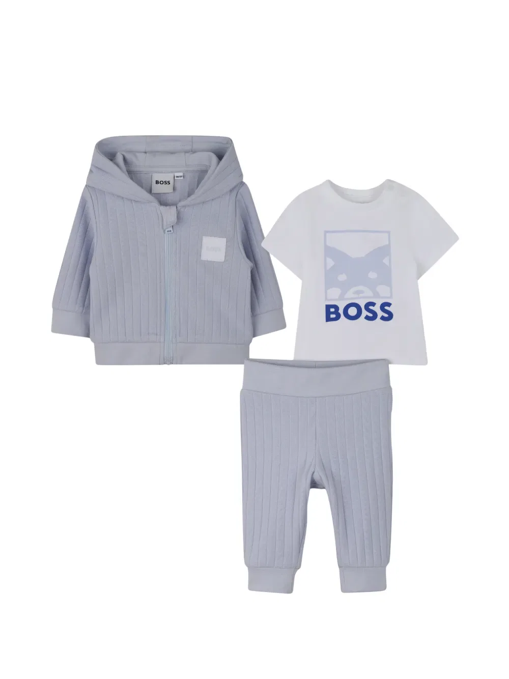 Комплект с капюшоном и ребристой отделкой Boss Kidswear, синий